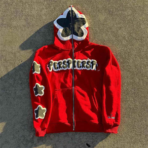 Sweat-shirts à capuche personnalisés avec impression en relief, haute qualité, pour hommes, avec fermeture éclair, unisexes, imprimés en relief, nouveau design tendance - Product Image 1