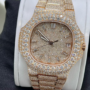 Reloj de Diamantes Incoloros Cultivados en Laboratorio de Alta Calidad, Automático, Mecánico, Estilo Ejecutivo, Oro Blanco, 20 mm, Estilo Hip Hop, con Incrustaciones de Diamantes DEF - Product Image 3