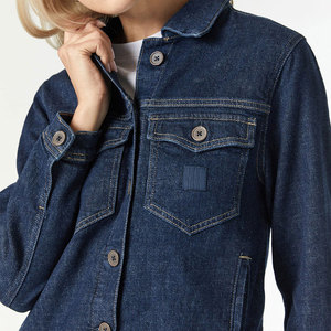 Women <b>Cropped</b> <b>Denim</b> <b>Jacket</b> Casual Button Front Blue Jean Coat Long Sleeve Fashion Outerwear Streetwear Style - Product Image 5