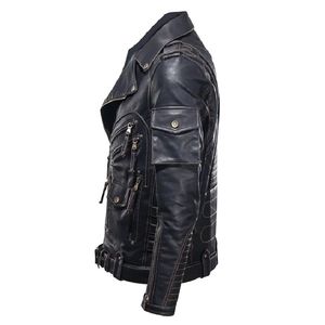 High Quality OEM Cow Leather <b>Jacket</b> for <b>Men</b> with Customization Options Waterproof Breathable Eco-Friendly Zipper Pockets - Product Image 3