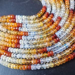 Opale naturelle mexicaine orange feu, perles rondes facettées de 4-5 mm, brin de 16 pouces, pierres précieuses en vrac pour la fabrication de bijoux - Product Image 5