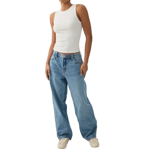 Débardeur tricoté respirant personnalisé pour femme, vente en gros, sans manches, uni, en Spandex et Nylon, imprimé délavé, pour l'été - Product Image 3