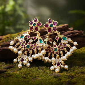 Kemp Stone Embellished Chandelier Stud Earrings-Vintage Bohemian Tassel Design - Product Image 2