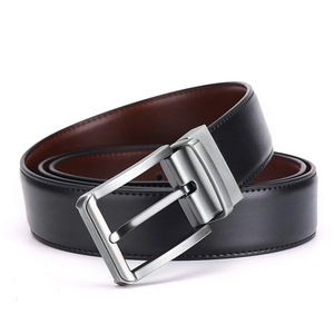 Cinturón Formal de Cuero Genuino para Hombre con Hebilla de Acero, Diseño Sólido Negro Duradero de Una Sola Pieza - Product Image 5