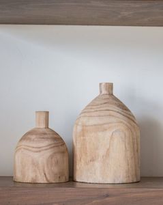 Juego de jarrones apilables de madera, hechos a mano, con acabado natural, para flores, decoración de mesa, hogar y estantería. - Product Image 4