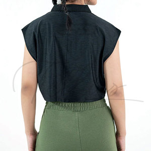 Top Corto para Mujer, Estilo Casual, Cuello Alto, Transpirable, de Secado Rápido, Hecho de Algodón, Última Moda - Product Image 4