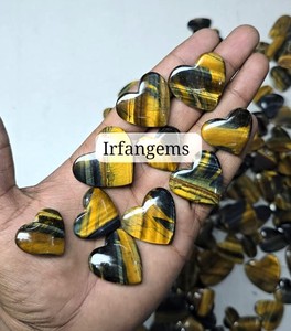 Cabochons en œil de tigre 100 % naturels, forme cœur, pierres précieuses en vrac, dos plat, polis à la main, pour la lithothérapie, vente en gros - Product Image 6