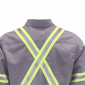 Pantalon de travail haute visibilité pour homme, manches longues, gris, rayures jaunes, haute qualité, certifié Oeko-Tex, résistant à l'abrasion - Product Image 5