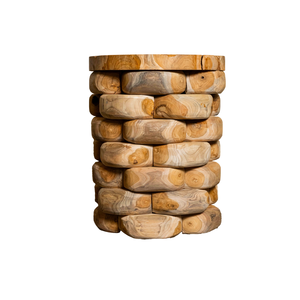 ARTERRA Luxury Teak Pebble <b>Stacking</b> <b>Stool</b> Rustic Handcrafted Masterpiece Natural Texture Sturdy Craftsmanship Hotel Apartment - Product Image 2