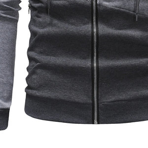 Sweat-shirt à capuche pour homme, coupe ajustée, décontracté, en maille, polyester et coton, avec blocs de couleur et fermeture éclair, idéal pour l'automne - Product Image 4