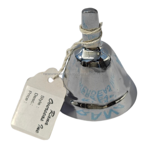 Premium Quality Brass <b>Hand</b> Bell Silver Finish Luxury Metal Ritual Temple Bell for Stylish Home Spiritual Decor At Best Prices - Product Image 1