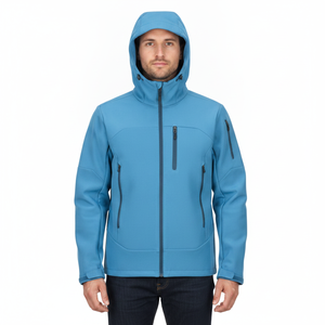 Veste polaire à capuche bleue pour homme, fermeture éclair, coupe-vent décontractée, idéale pour l'automne - Product Image 4