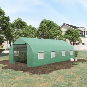 20FT X 10FT X 7FT Greenhouse Walk-in Tunnel with Zippered Mesh Door 8 Mesh Windows Gardening <b>Plant</b> Hot Galvaniz Stainless <b>Frame</b> - Product Image 2
