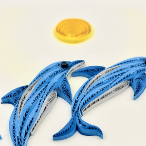 Tarjeta de felicitación 3D hecha a mano con temática de amor y delfines marinos, tarjeta de quilling con temática de peces, tarjeta de felicitación de Vietnam. - Product Image 4