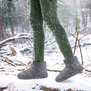 Stivali da Neve da Donna a Metà Polpaccio in Camoscio con Fodera Calda in Peluche Corto, Suola Antiscivolo in Gomma e Design a Maglia - Product Image 3