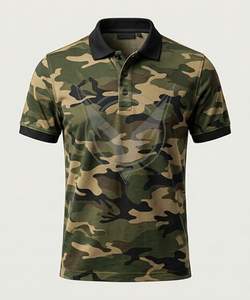 Camiseta de Golf Transpirable de Manga Corta con Cuello en V de Algodón y Poliéster para Hombre, con Logotipo Frontal, 180 Gramos, Camuflaje, Tejido de Punto, Venta al por Mayor, Tendencia 2026 - Product Image 1