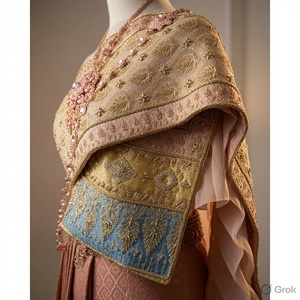 Royal Heritage Sabai Pastel Floral Chiffon Silk Fabric Women's Shawl India-Pakistan Elegant Patterned Design - Product Image 1