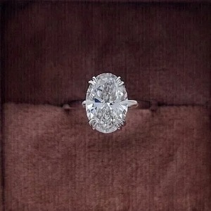 Oval Cut Moissanite Engagement <b>Ring</b> Solitaire Bridal Wedding Band <b>Resizable</b> Prong Set Women Jewelry - Product Image 1