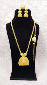 One Gram 24K Gold Plated Copper & Brass Pendant Set with <b>Rope</b> and Bokul <b>Chains</b> for Women's Wedding Engagement - Product Image 2