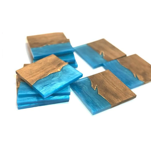 Luxury Acacia Wood & Epoxy Resin Coaster Handcrafted Coffee Tea Cup Coaster Decorative <b>Table</b> <b>Protector</b> Mat & <b>Pad</b> for Home Office - Product Image 5