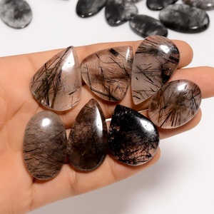 Cuarzo Rutilado Negro de Buena Calidad, Gemas Sueltas en Cabujón, Piezas Hermosas en Forma Ovalada, de Pera, Redonda, Cuadrada y de Gota, Tamaños Variados - Product Image 2