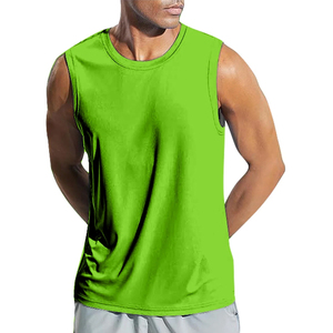 Débardeur Homme Vert Sans Manches Col Rond Tricoté Uni Respirant Lavé Séchage Rapide Décontracté Anti-boulochage Coton - Product Image 1