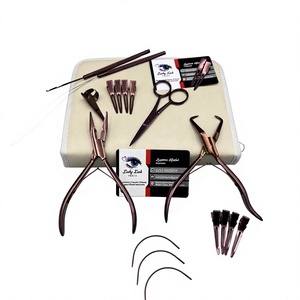 Kit de Pinzas para Extensiones de Cabello de Uso Comercial Lucky Lash, Herramientas de Acero Inoxidable para Instalar y Retirar Cuentas con Pinzas y Tijeras, Color Oro Rosa - Product Image 1