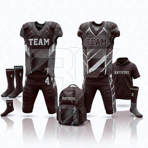 Tenue de football américain personnalisée, imprimée par transfert thermique, 100 % polyester respirant, manches courtes, combo en gros - Product Image 1