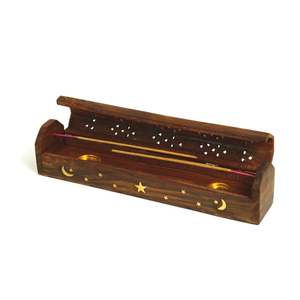 Porte-encens en bois de santal, diffuseur d'aromathérapie en forme de lune et d'étoile, brûleur d'encens avec rangement pour la décoration de la maison - Product Image 2