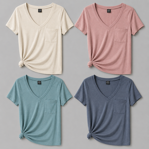 T-shirts pour hommes à col en V, en coton tricoté, décontractés, légers, respirants, séchage rapide, mode estivale, à porter au quotidien - Product Image 3