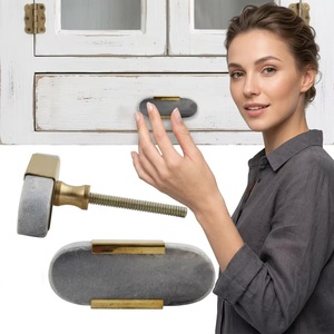 Pomo de Gabinete de Mármol con Tirador de Latón, Diseño Ovalado Moderno para Cajones y Armarios, Tirador de Muebles Ecológico y Duradero - Product Image 6
