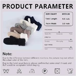 Mitaines d'hiver personnalisées pour femmes, tricotées, en maille torsadée, épaisses, doublées de polaire Sherpa, avec revers, pour activités de plein air et neige - Product Image 6