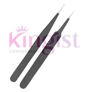 Juego de Pinzas para Extensión de Pestañas de Acero Inoxidable con Puntas de Fibra de Precisión Antiestáticas de Alta Calidad Profesional al por Mayor - Product Image 3
