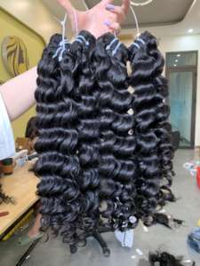 Trama de pelo de ganchillo de onda larga profunda vietnamita Color Natural libre de enredos y desprendimiento de trama única a granel Ocean Wave peluca humana - Product Image 2