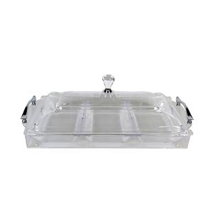 3 Dividers <b>Acrylic</b> Luxury Snack Serving Tray Set for Party Indoor and Outdoor Use - Product Image 1