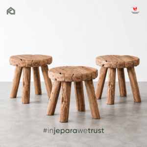 Natural Reclaimed Solid Teak <b>Wood</b> Handmade Rustic <b>Stool</b> and Side Table for Indoor Living Room and Warehouse Furniture - Product Image 6