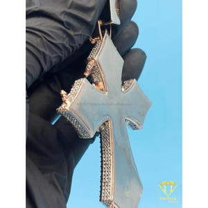 High Quality Moissanite Diamond <b>Cross</b> Pendant In Sterling Silver Luxury Streetwear Religious Pendant Necklace - Product Image 5