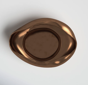 Bol décoratif en bronze de forme organique, cuivre-bronze chaud, finition satinée, céramique avec revêtement métallique, bordure organique asymétrique - Product Image 2
