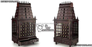 Modern Golden Finish Teak Wood Glossy Finish <b>Mandir</b> <b>for</b> <b>Home</b> Temple <b>Pooja</b> Durable Customizable Size USA Teak wood <b>Mandir</b> Factory - Product Image 6