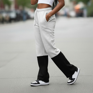 Nouveau pantalon de jogging ample évasé pour femme, avec logo flamme imprimé, cordon de serrage, taille haute, en molleton de coton, décontracté, streetwear d'hiver - Product Image 1