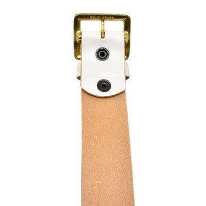 Ceinture en cuir véritable blanc avec boucle rectangulaire dorée, style décontracté - Product Image 3