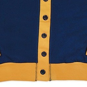 Vêtements personnalisés pour femmes, pull en coton bleu marine et or, OEM ODM, pull décontracté d'hiver avec décoration en appliqué - Product Image 6