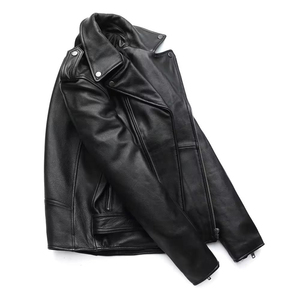 Men's Genuine Leather <b>Jacket</b> Turn-down Collar Zipper Closure Belted Slim Fit Autumn Winter Solid Color Regular Sleeve 2026 - Product Image 5