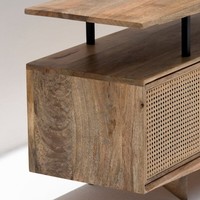 Meuble TV en rotin Vandana Novara Arista, console de divertissement moderne en rotin naturel tressé