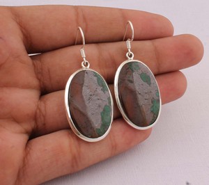 Wholesale Natural Jasper 925 <b>Sterling</b> <b>Silver</b> <b>Dangle</b> <b>Earrings</b> Earthy Pattern Gemstone Drop <b>Earrings</b> High Quality Jewelry - Product Image 1
