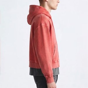 Nouveau sweat-shirt à capuche zippé rouge pour homme, coupe classique, décontracté, pour l'automne, 100 % coton, en molleton tricoté, couleur unie - Product Image 3