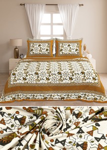 Parure de lit traditionnelle Manthan en coton 100% imprimé à la main, motif floral bohème indien, anti-acariens, 3 pièces, qualité supérieure - Product Image 2