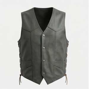 NAI-5000A Gilet en cuir d'été pour motard, veste de club moto, vêtement d'extérieur, vente en gros, gilet de moto couleur personnalisée - Product Image 1