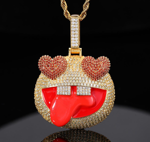 Collier pendentif langue dorée avec breloque cœur en zircon cubique, chaîne, bijou fantaisie, accessoire de mode - Product Image 4