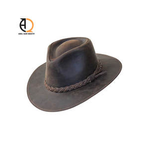 Chapeau de cowboy western en cuir de cheval pour homme, chapeau en cuir véritable - Product Image 3